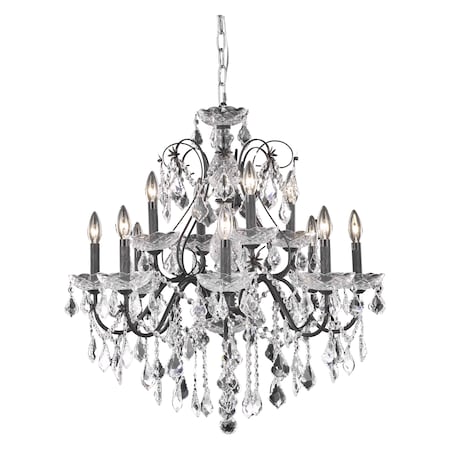 ELEGANT LIGHTING Dining Room Chandelier Dark Bronze V2015D28DB/RC